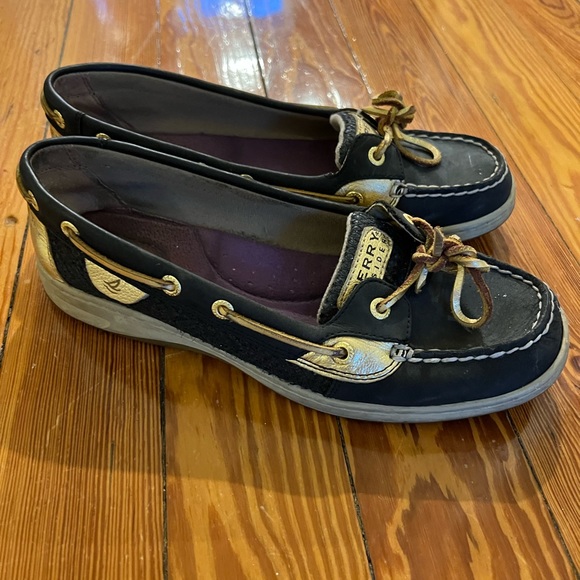 Sperry Top Sider Womens 9M Black Gold Casual Boat Shoe - Picture 2 of 5